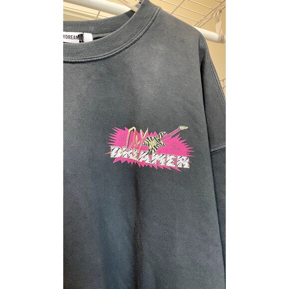Daydreamer Street Guitar Shop Shrunken Crew Sweatshirt Vintage Black 2X NWT - Picture 6 of 10
